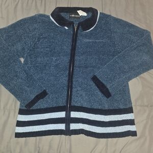 Sag Harbor Navy and Black Zip-Up Sweater